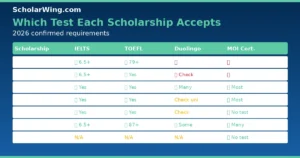 Per-scholarship table