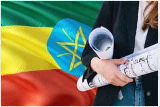 Ethiopian flag with destination country flags