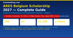 ARES Belgium Scholarship 2027 — €1,150/Month | 200 Awards | 31 Countries | Africa + Asia + Latin America