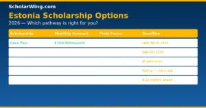 Scholarship comparison table