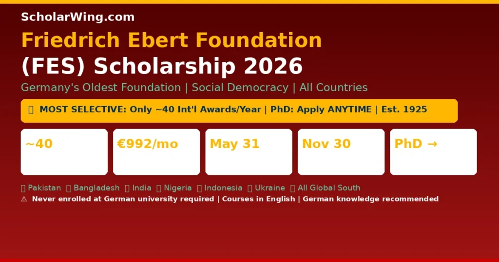 Friedrich Ebert Foundation (FES) Scholarship 2026 — Global South Priority | Social Democracy Values