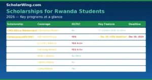 Scholarship comparison table