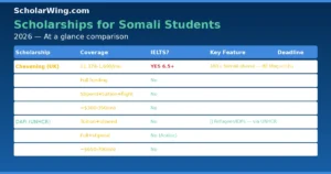 Scholarship comparison table