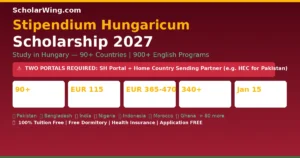 Stipendium Hungaricum Scholarship 2027 — Study in Hungary | 90+ Countries | BSc/MSc: EUR 115/Month | PhD: EUR 365-470/Month | 100% Tuition Free | 900+ English Programs | Deadline January 15, 2027 | TWO Portals Required