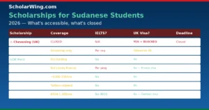 Scholarship comparison table