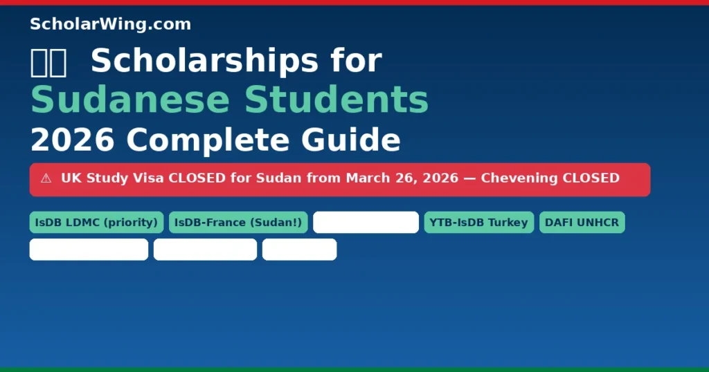Scholarships for Sudanese Students 2026 — UK Study Visa Closed ⚠ | Still Accessible: IsDB, Turkey, Egypt, Germany, China, Korea, DAFI UNHCR, IsDB-France | University of Khartoum Founded 1902