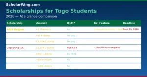 Scholarship comparison table