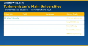 University comparison table
