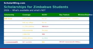 Scholarship comparison table