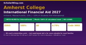 Amherst College International Financial Aid 2027 | Need-Blind for International Students
