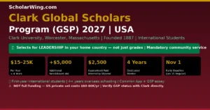 Clark Global Scholars Program 2027 | Clark University, Worcester, MA, USA