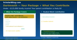 Dartmouth: Under ~$125,000 Family Income → Typically $0 Parent Contribution