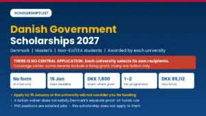 Danish Government Scholarship 2027 for non-EU students — awarded by each Danish university