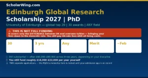 Edinburgh Global Research Scholarship 2027 | University of Edinburgh — global top 20