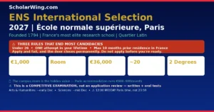 ENS International Selection 2027 | École normale supérieure – PSL, Paris | Founded 1794
