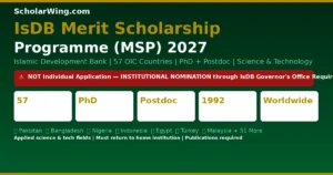 IsDB Merit Scholarship Program (MSP) 2027