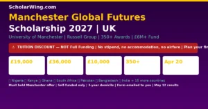 University of Manchester Global Futures Scholarship 2027 | Africa Master's: £19,000 Off Tuition | South Asia: £10,000 Off Tuition