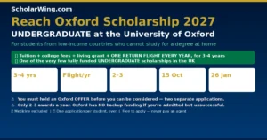 Reach Oxford Scholarship 2027 | University of Oxford | UNDERGRADUATE — rare for the UK