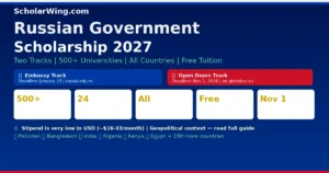 Russian Government Scholarship 2027 | Two Tracks