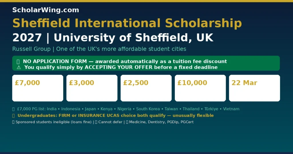 Sheffield International Scholarship 2027 | University of Sheffield, UK — Russell Group