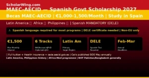 Spanish Government MAEC-AECID Scholarship 2027