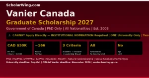 Vanier Canada Graduate Scholarship 2027 | CAD $50,000/Year × 3 Years