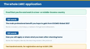 Panel on the LMIC application: proof of residence plus two 100-word answers
