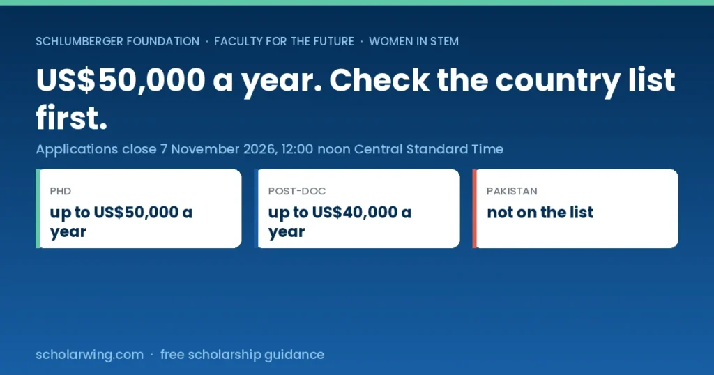 Faculty for the Future funds women in STEM up to US$50,000 a year, with applications closing 7 November 2026