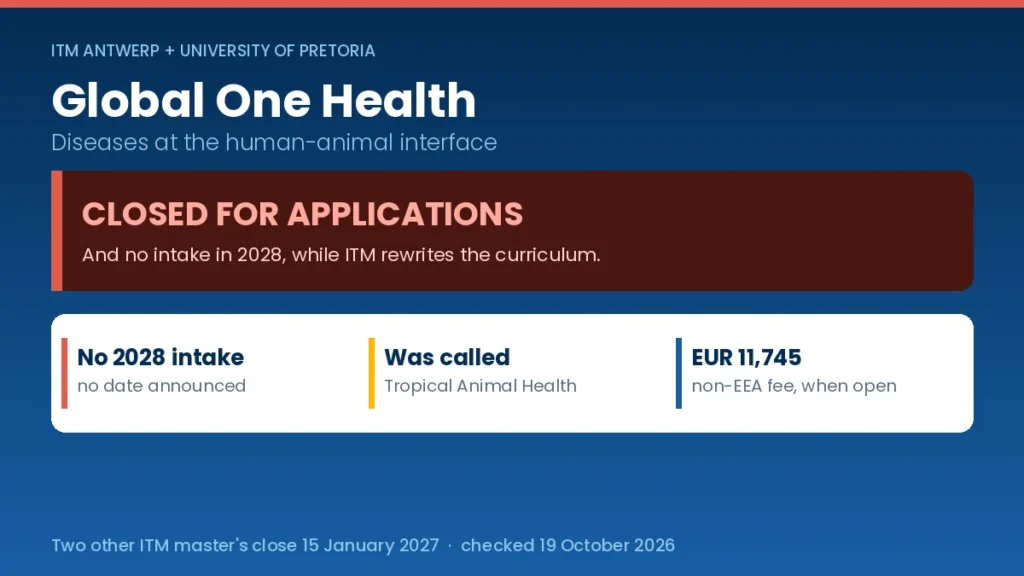 post Hero graphic stating the How to read a course page's status line before applyingprogramme is closed with no 2028 intake