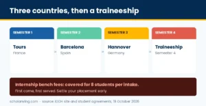 The four semesters across Tours, Barcelona, Hannover and the traineeship