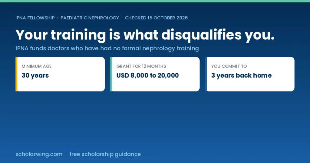 IPNA funds doctors with no formal nephrology training, from US$8,000 to US$20,000