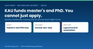 King Abdulaziz University scholarship for international master's and PhD students in Saudi Arabia