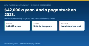 The Meta PhD Research Fellowship pays 42,000 dollars a year plus full tuition for two years