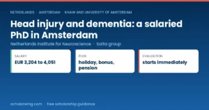 Netherlands Institute for Neuroscience funded PhD on traumatic brain injury and dementia in Amsterdam