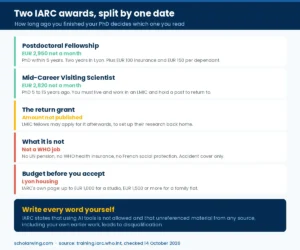 Comparison of the two IARC fellowships showing stipends, career stage and the return grant