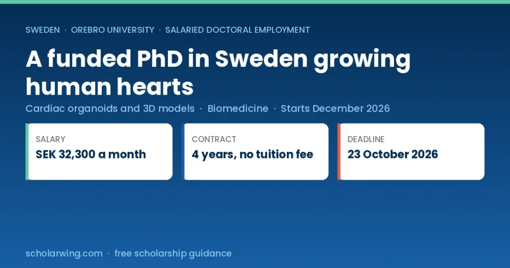 Örebro University funded PhD in biomedicine building human cardiac organoids