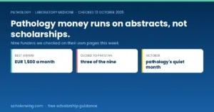 Hero graphic reading that pathology funding runs on abstracts and memberships, not scholarships