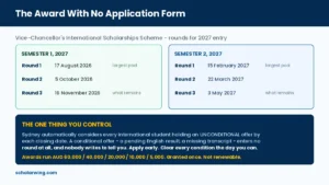 Vice-Chancellor's International Scholarships Scheme rounds and closing dates for 2027 entry
