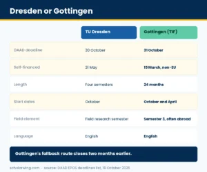Side-by-side comparison of the two German forestry routes