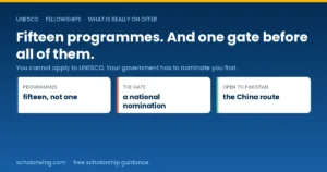UNESCO runs fifteen separate fellowship programmes, and nearly all of them require a National Commission nomination