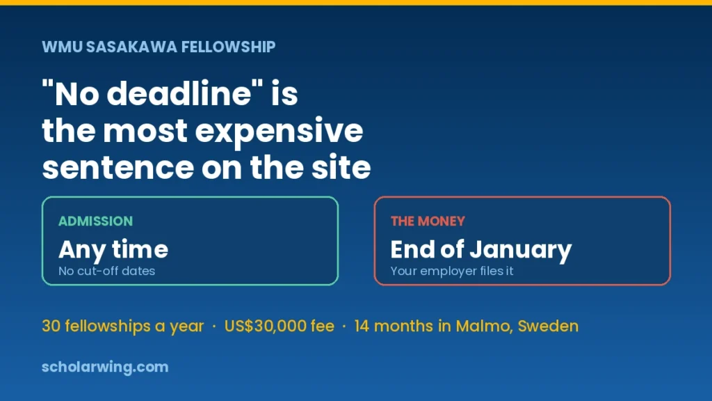 WMU's open admission with the end-of-January Sasakawa funding deadline